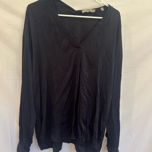 Vince 100% Silk V-Neck Blouse – Navy – Size 10
